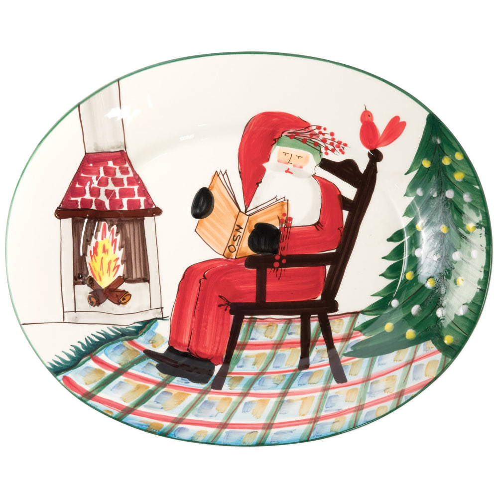 
            
                Load image into Gallery viewer, Old St. Nick Large Oval Platter w/ Santa Reading
            
        
