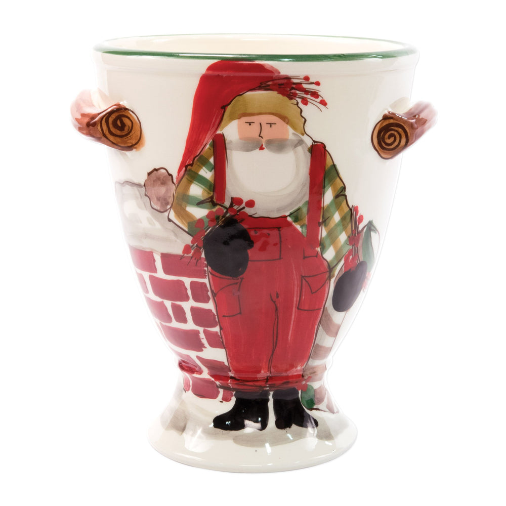 
            
                Load image into Gallery viewer, Old St. Nick Footed Urn w/ Chimney &amp;amp; Stockings
            
        