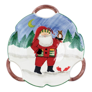 
            
                Load image into Gallery viewer, Old St. Nick Handled Scallop Bowl - Santa w/ Owl
            
        