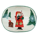 Old St. Nick Handled Shallow Oval Bowl - Santa w/ Bagpipes