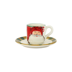 Old St. Nick Espresso Cup & Saucer - Red Hat