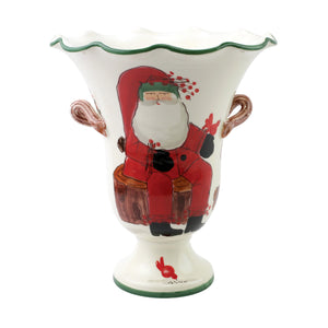Old St. Nick Large Footed Cachepot w/ Campfire